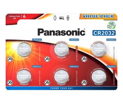 Panasonic Lithium CR2032 6er Blister