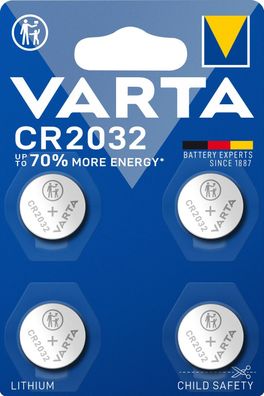 VARTA CR2032 Lithium-Knopfzelle 3V 4er Blister