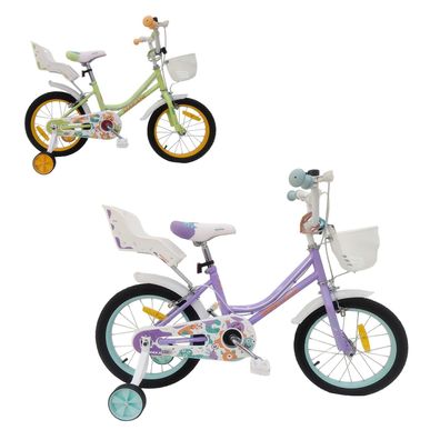 Makani Kinderfahrrad Norte 16 Zoll Stahlrahmen Puppenträger Frontkorb Stützräder