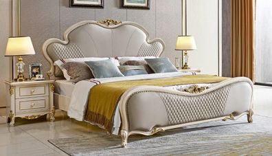 Klassische Schlafzimmer Luxus Bett 3Tlg. Set Mit 2 Nachttischen Möbel Betten Neu