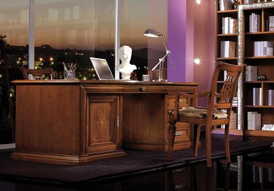 Schreibtisch Stuhl Tische Arbeitszimmer Bürotisch Tisch Massive 2Tlg Set Büro