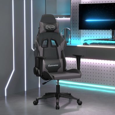 vidaXL Gaming-Stuhl Schwarz und Grau Kunstleder