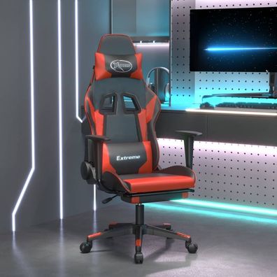 vidaXL Gaming-Stuhl mit Fußstütze Schwarz und Rot Kunstleder