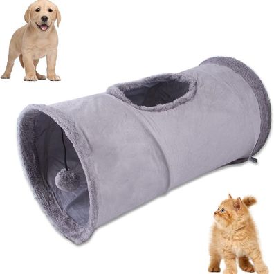 Rabbit Tube Cat Toy, Cat Agility Tunnel, faltbarer Spieltunnel aus Wildleder