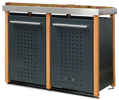 Müllbox Typ-LW, 2x 120l, Türfarbe Anthrazit F-Design - Pflanzenw