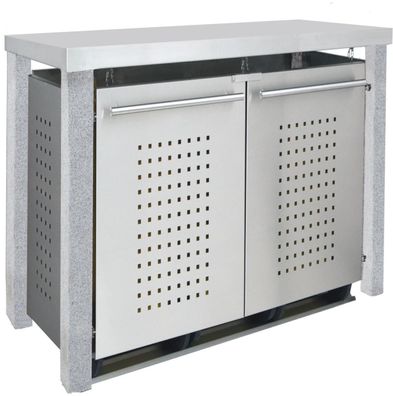 Müllbox Typ-SD, 2x 240l, Türfarbe Edelstahl Pultdach - F-Design