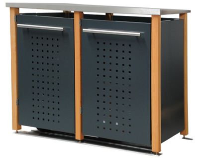 Mülltonnenverkleidung Typ-LD, 2x 120l, Türfarbe Anthrazit Pultdach - F-Design