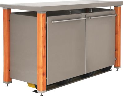 Mülltonnenhaus Typ-HD, 3x 120l, Türfarbe Edelstahl Pultdach - Edelstahl