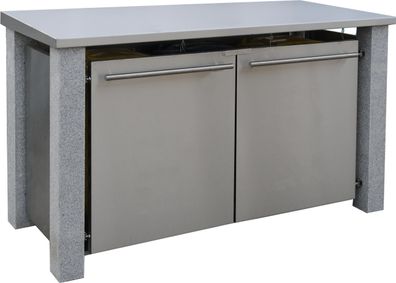 Mülltonnenhaus Typ-SD, 1x 240l + 2x 120l, Türfarbe Edelstahl Pultdach - Edelstahl