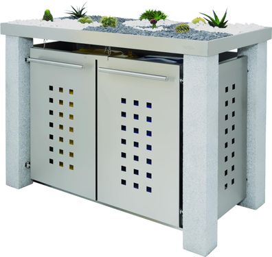 Mülltonnenbox Typ-SW, 2x 120l, Türfarbe Edelstahl Edelstahl - Pflanzen