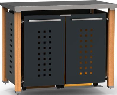 Mülltonnenbox Typ-HD, 2x 120l, Türfarbe Anthrazit Pultdach - 2 x 120l