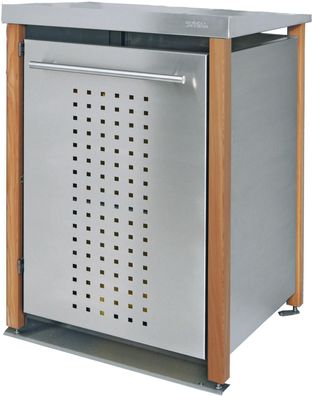 Müllbox Typ-LD, 1x 120l, Türfarbe Edelstahl Pultdach - F-Design