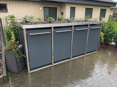 Mülltonnenhaus Typ-MW, 4x 120l, Türfarbe Anthrazit Pflanzenwanne - Anth