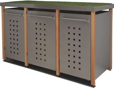 Mülltonnenverkleidung Typ-LW, 3x 120l, Türfarbe Edelstahl Edelstahl - 3 x 120l