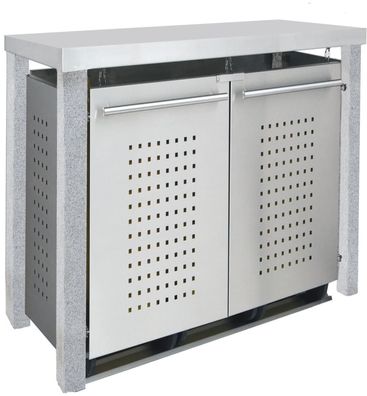 Müllbox Typ-SD, 2x 120l, Türfarbe Edelstahl Pultdach - F-Design