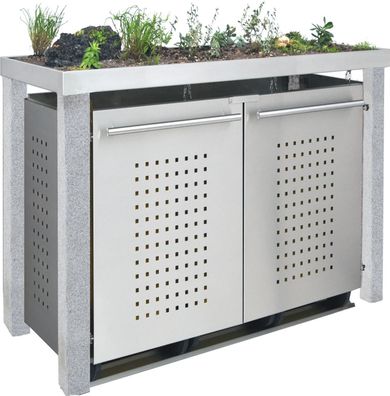 Müllbox Typ-SW, 2x 240l, Türfarbe Anthrazit Pflanzenwanne - F-De