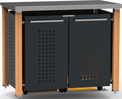 Mülltonnenhaus Typ-HD, 2x 120l, Türfarbe Anthrazit F-Design - Pultdach