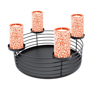 Metall Korb Advents Kranz schwarz - 30cm - Weihnachten Tisch Deko Kerzen Ständer