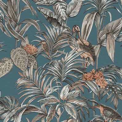 DUTCH Wallcoverings Tapete Bird-of-Paradise Blau