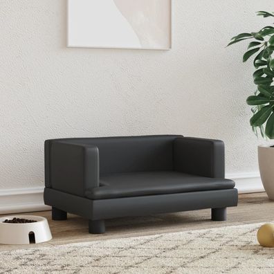 vidaXL Hundebett Schwarz 60x40x30 cm Kunstleder