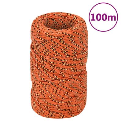 vidaXL Bootsseil Orange 2 mm 100 m Polypropylen