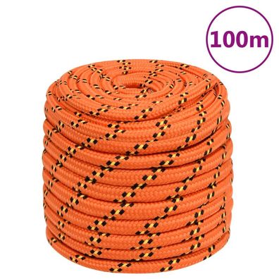 vidaXL Bootsseil Orange 16 mm 100 m Polypropylen