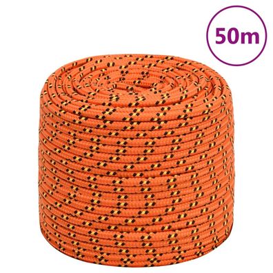 vidaXL Bootsseil Orange 8 mm 50 m Polypropylen