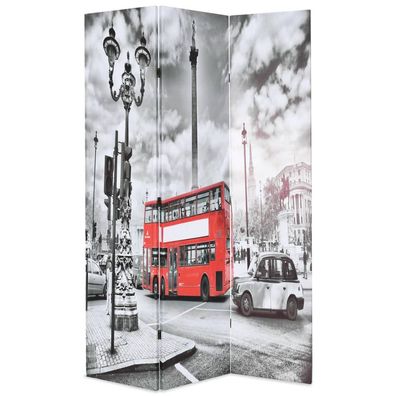 vidaXL Raumteiler klappbar 120 x 170 cm London Bus Schwarz-Weiß