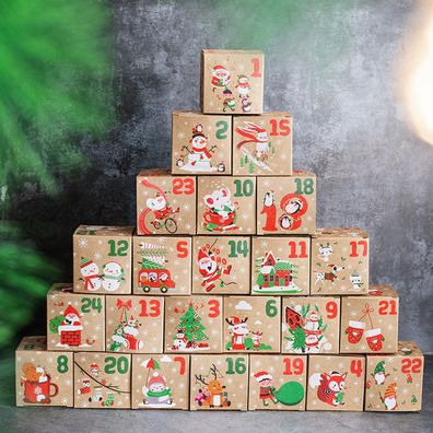 Adventskalender zum Befüllen mit Zahlenaufkleber Weihnachten Geschenkbox WAKB