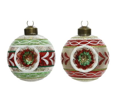 Weihnachtsdekoration Glas antik d8 cm sortiert 3pcs. runde Weihnachtskugel Decoris