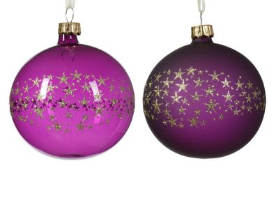 Weihnachtskugel aus Glas d8 cm violett a2 Weihnachten Decoris