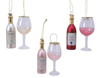 Wein Figur Glas Geschenk Set sortiert 2pcs Weihnachten Kugel hangdeco Weihnachten