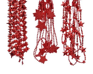 Perlenkette plc Stern Weihnachten rot assorti Christbaumschmuck Weihnachten Decoris