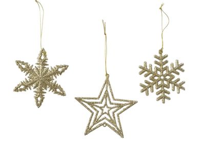 10 Stück! Anhänger Weihnachtskugel Kunststoff Weihnachtsband Licht Gold Decoris