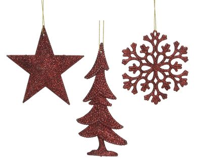 Anhänger plc glitter oxblood assorti Weihnachtskugel hangdeco Christmas Decoris