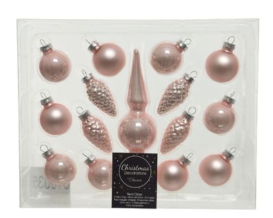 Abbildung gl mini Spitze Pulver rosa 15pcs Weihnachten Ball hangdeco Weihnachten