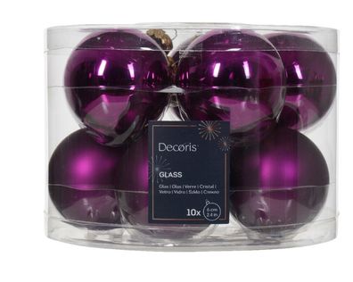 Weihnachtskugel glas d6 cm violett ass 10pcs Weihnachten Decoris