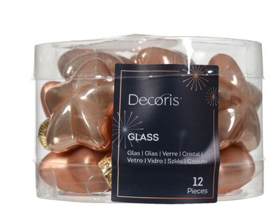 Stern glas l2b4.5h4 cm rose ass 12pcs Weihnachten Decoris