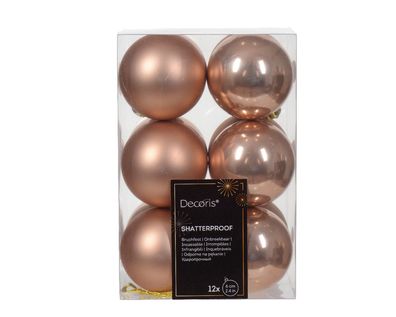 Weihnachtskugel aus Kunststoff d6 cm rosa 12St. Weihnachten Decoris