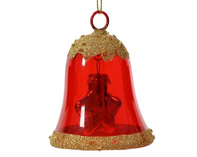 Uhr Glas l6.2b6.2h7.5 cm Weihnachten rot Weihnachten Decoris