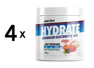 4 x Per4m Hydrate Advanced Electrolyte Mix (210g) Strawberry Blackcurrant