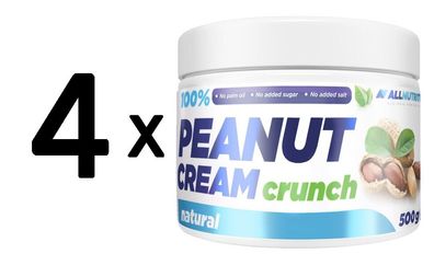 4 x 100% Peanut Cream, Crunch - 500g