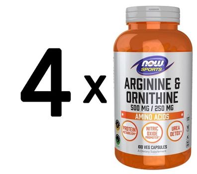 4 x Arginine & Ornithine, 500/250 - 100 caps