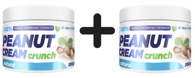 2 x 100% Peanut Cream, Crunch - 500g