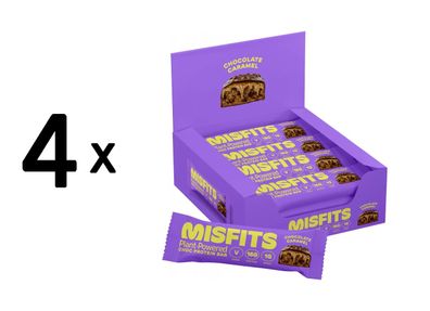 4 x Misfits Vegan Protein Bar (12x45g) Chocolate Caramel