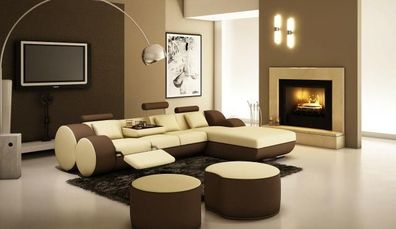 Designer Leder Ecksofa Wohnlandschaft Ledercouch - Bereits Aktiv