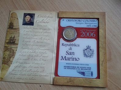 2 euro 2006 San Marino Chistoph Kolumbus Colombo coincard Blister Folder
