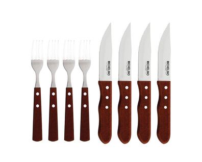 Michelino 8-tlg. Jumbo Steakbesteck Set Besteckset Gabel Messer Steakmesser für 4