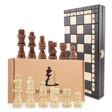 Schachspiel schach Schachbrett Holz hochwertig - Chess board Set klappbar mit Schachf