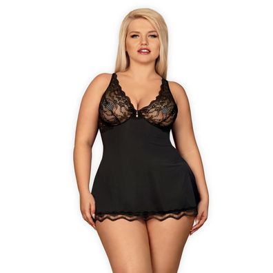 OB Luvae babydoll & thong black Size Plus - (XXL) - Größe: XXL